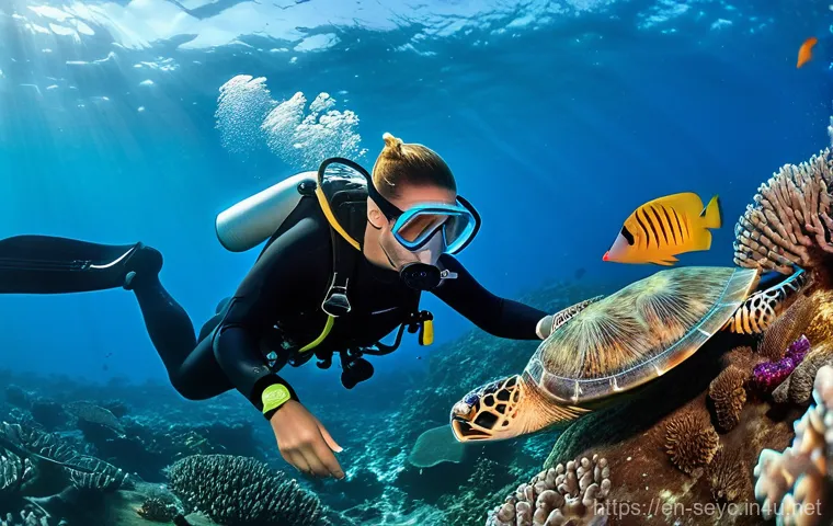 세이셸 학술 연구소 및 협력 기회 - **Prompt:** A group of diverse marine scientists, both male and female, in full professional dive ge...